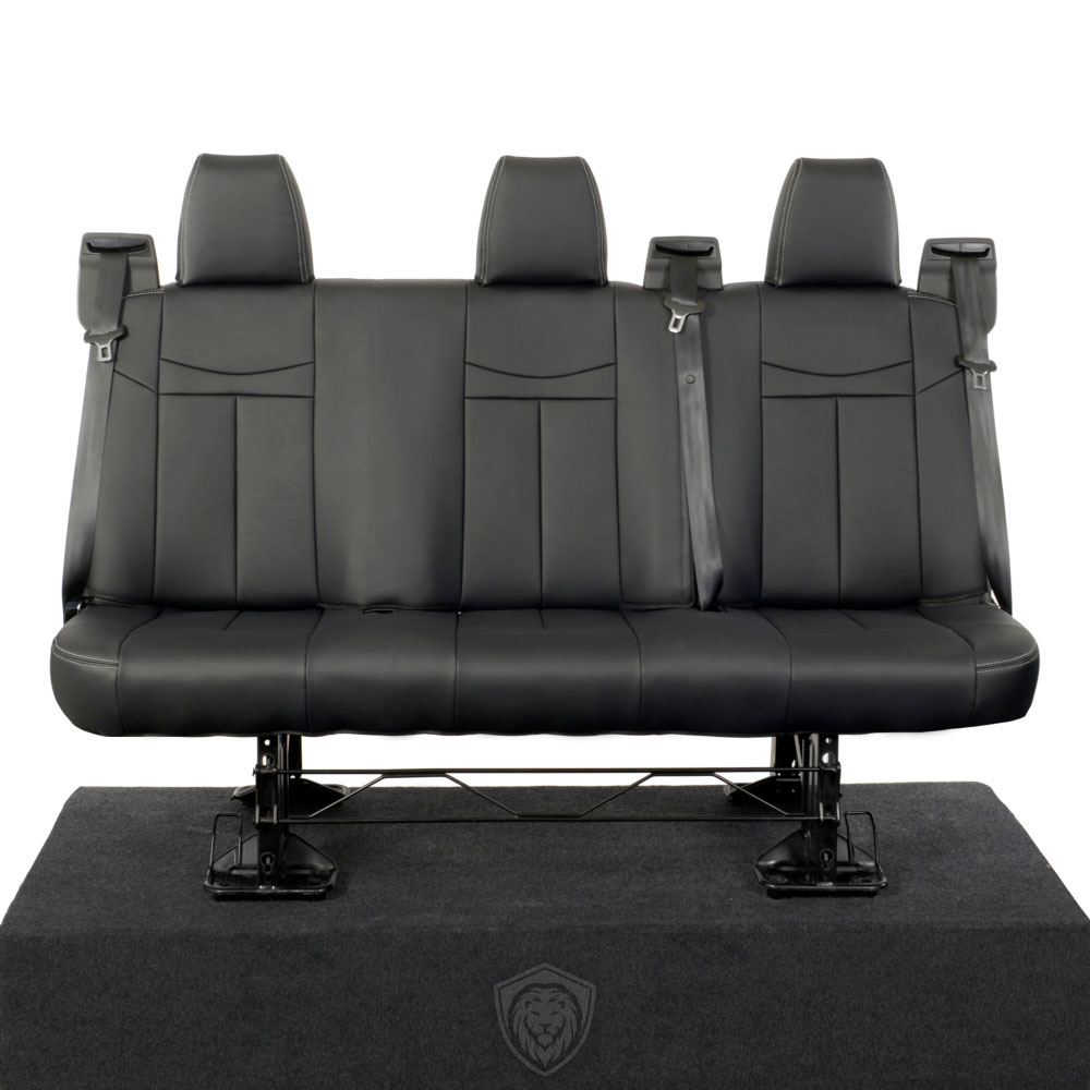 Black premium executive van seat covers for Ford Transit Custom commercial vehicle by Seat Guardian
