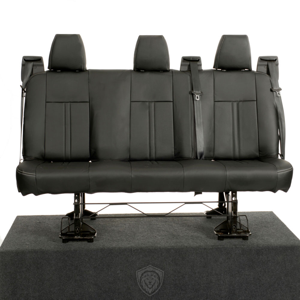 Black premium executive van seat covers for Ford Transit Custom commercial vehicle by Seat Guardian