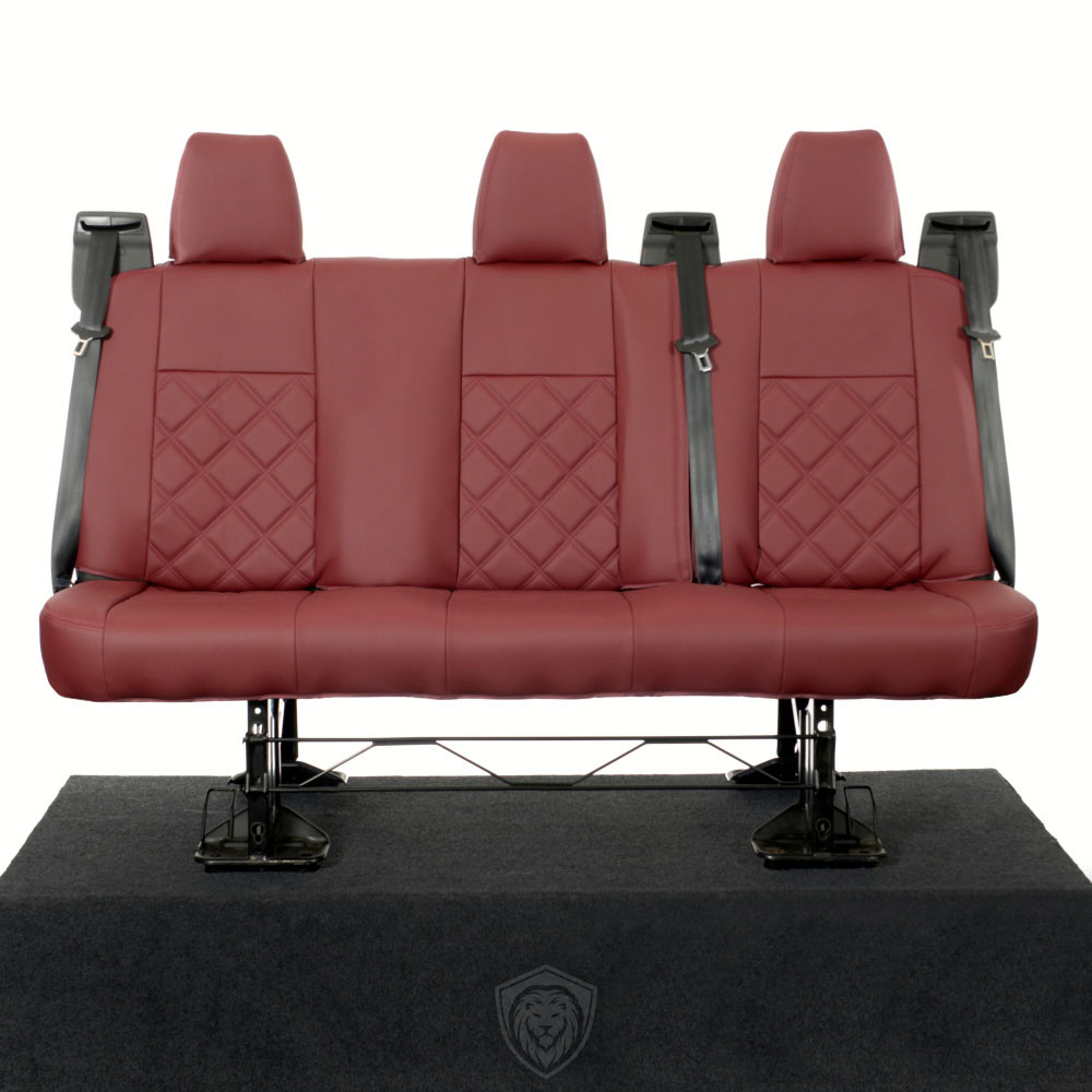 Red premium executive van seat covers for Ford Transit Custom commercial vehicle by Seat Guardian