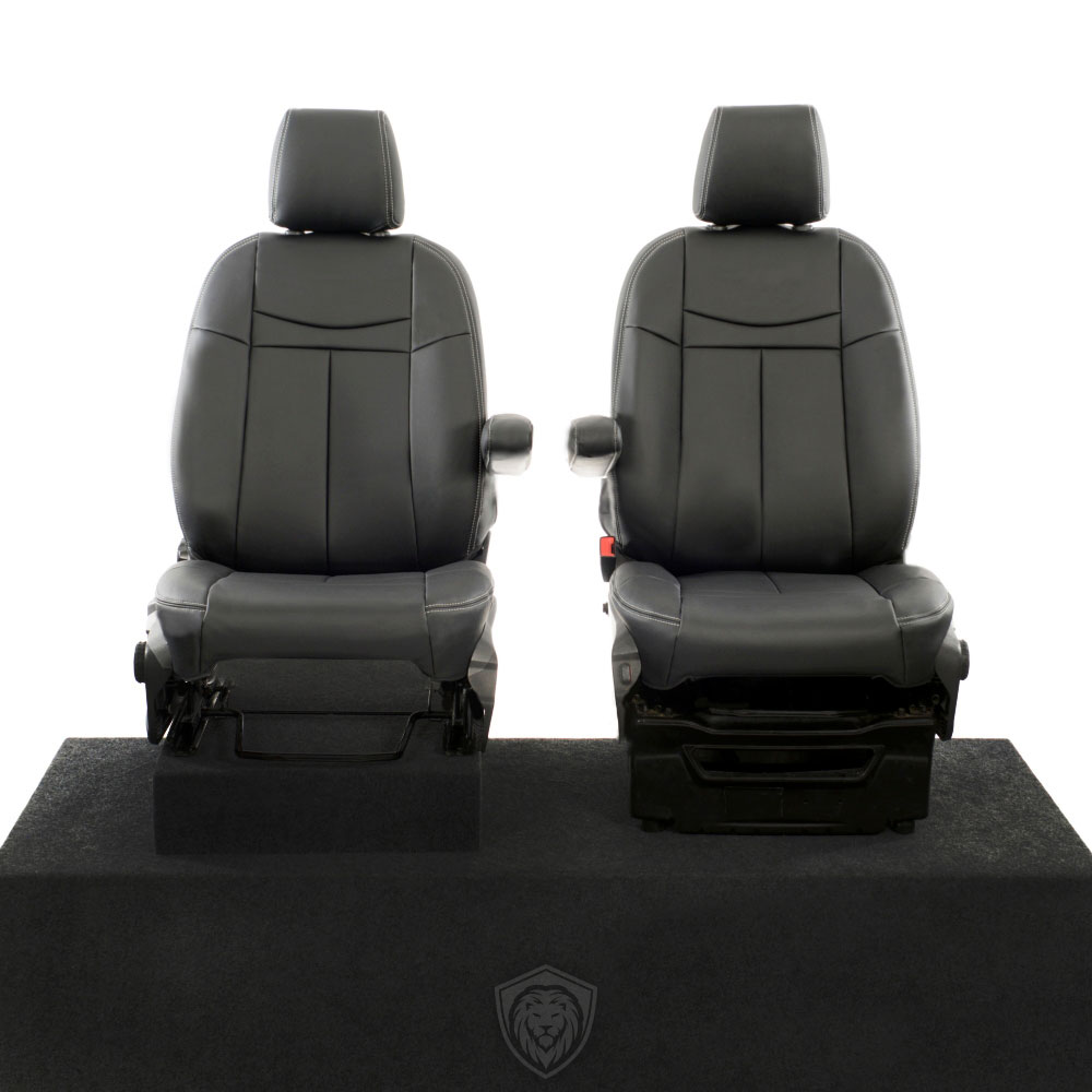 Black premium executive van seat covers for Ford Transit Custom commercial vehicle by Seat Guardian