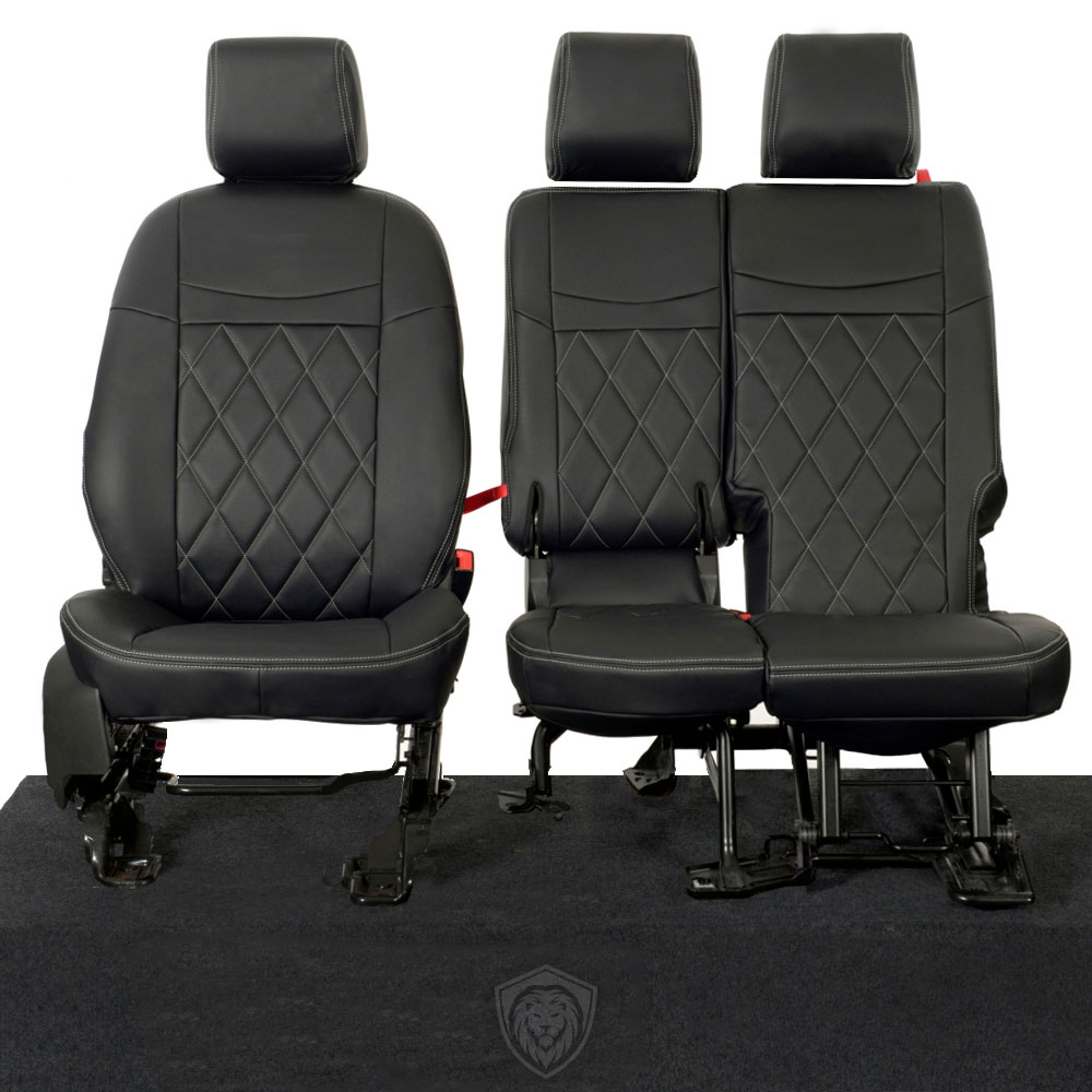 Black premium executive van seat covers for Ford Transit Connect commercial vehicle by Seat Guardian