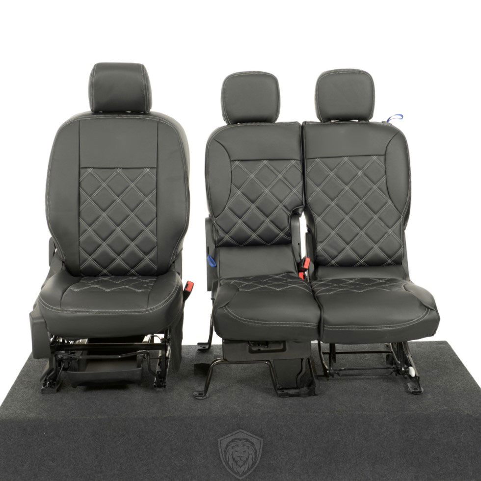 Black premium executive van seat covers for Citroen Berlingo commercial vehicle by Seat Guardian