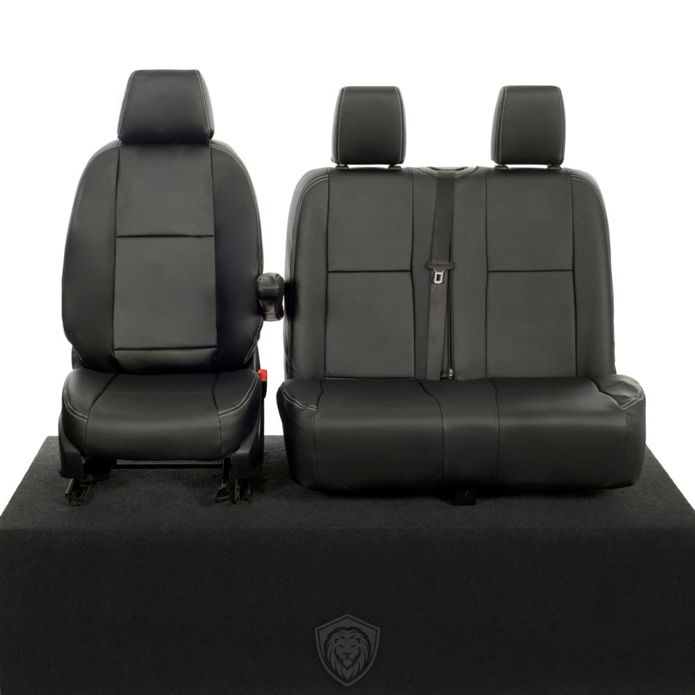 Black premium executive van seat covers for Mercedes Sprinter commercial vehicle by Seat Guardian
