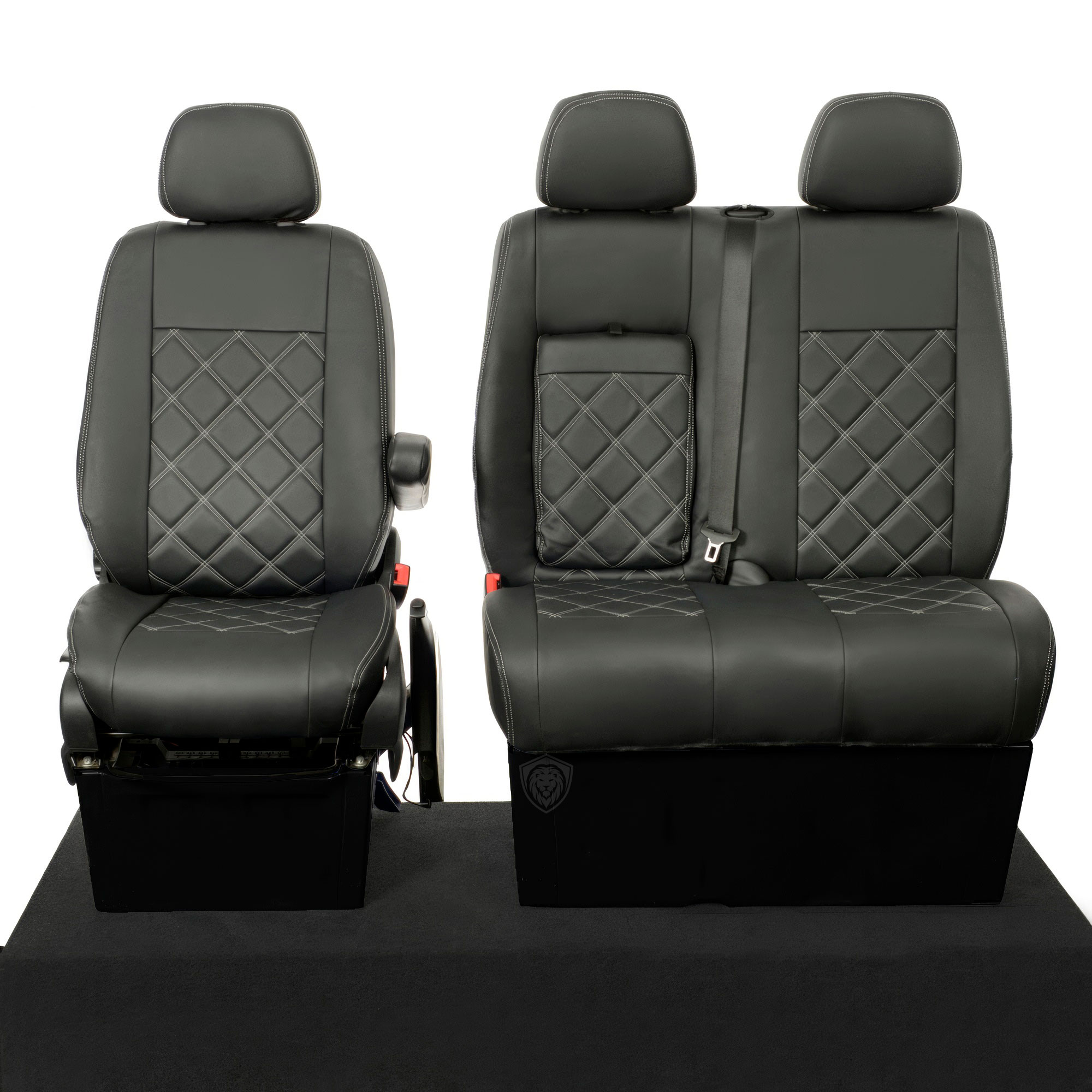 Black premium executive van seat covers for Mercedes Vito commercial vehicle by Seat Guardian