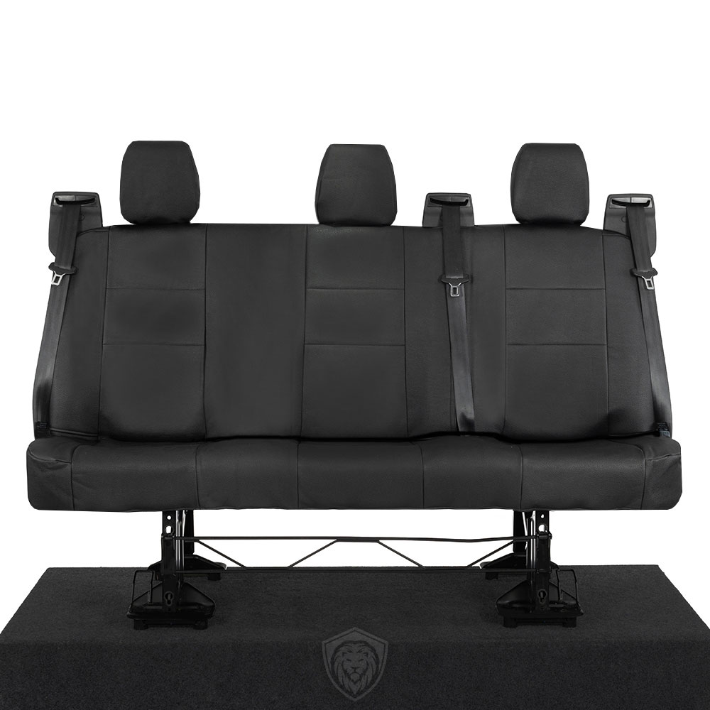 Black premium executive van seat covers for Ford Transit Custom commercial vehicle by Seat Guardian