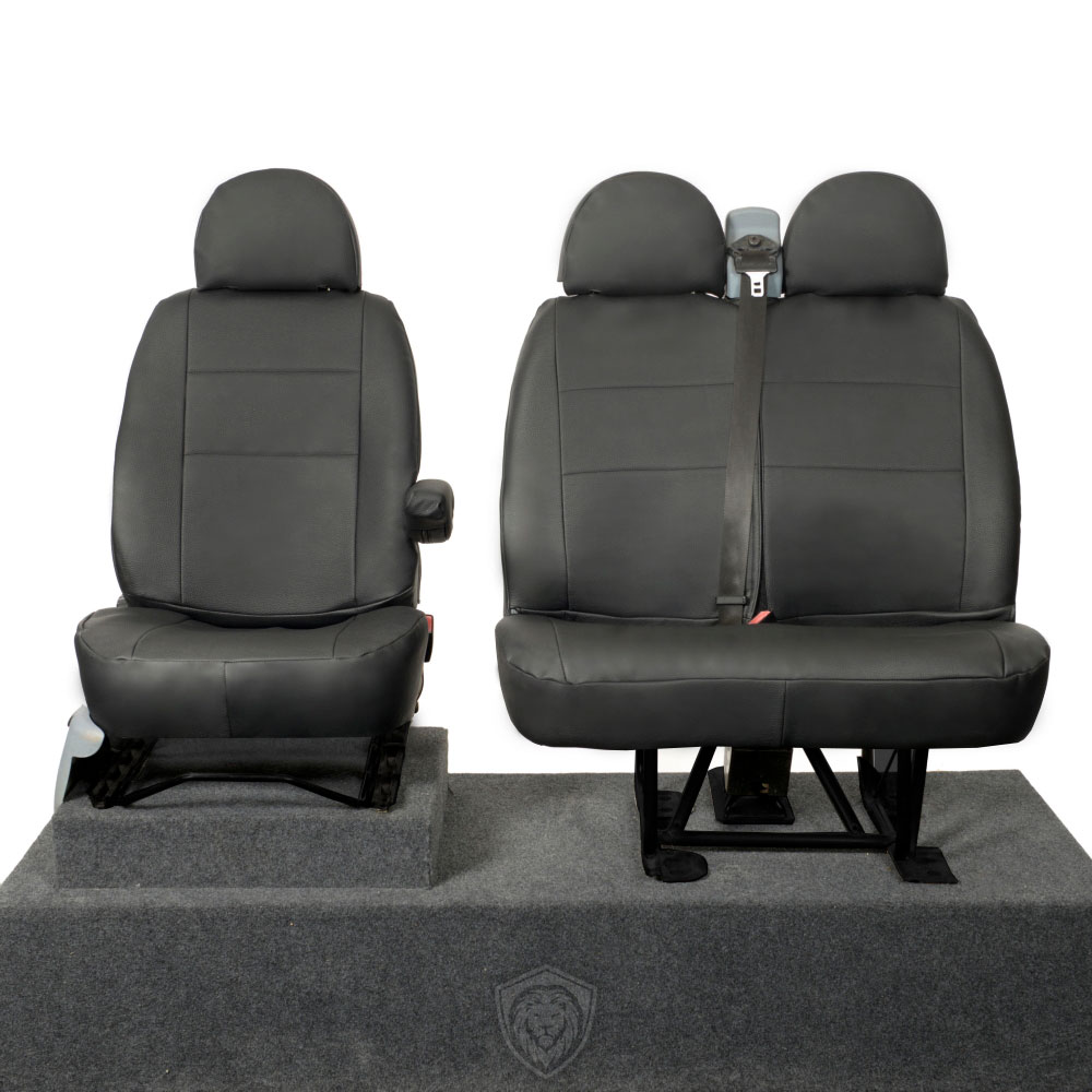Black premium executive van seat covers for Ford Transit Van MK6/MK7 commercial vehicle by Seat Guardian