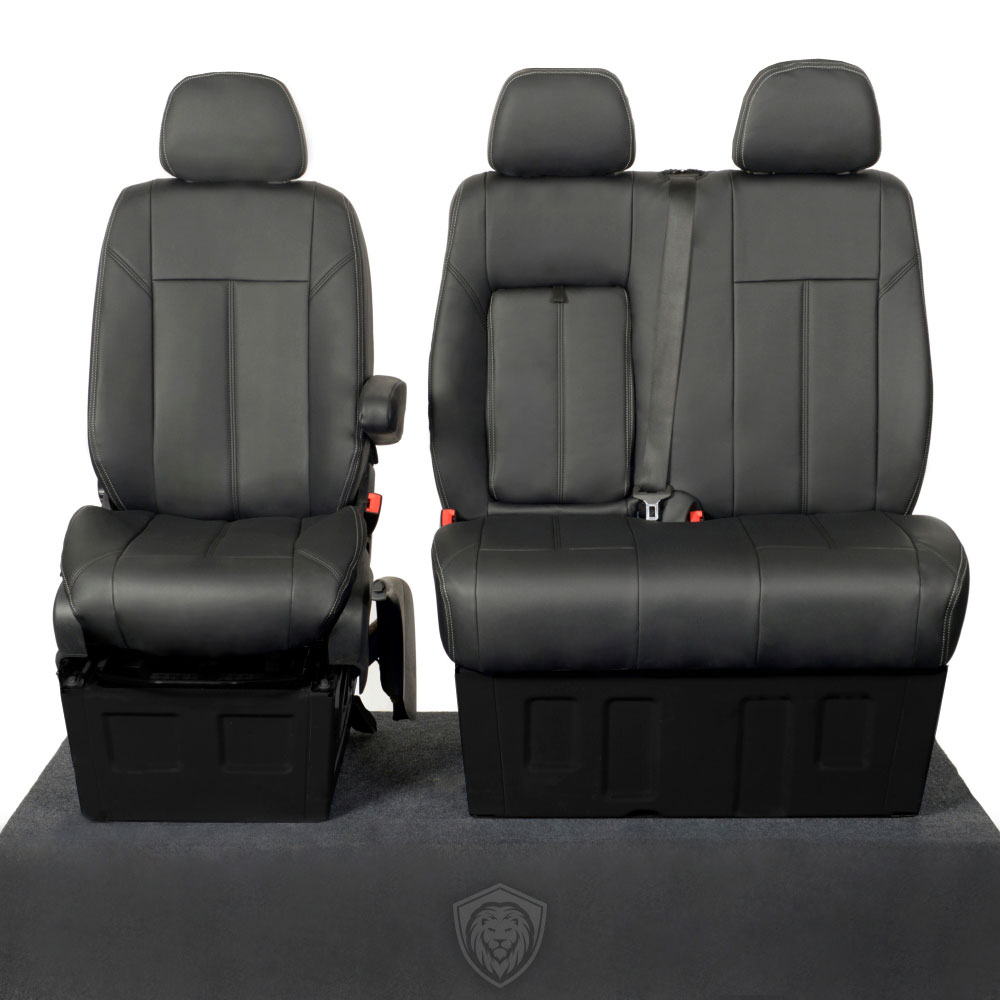 Black premium executive van seat covers for Mercedes Sprinter commercial vehicle by Seat Guardian