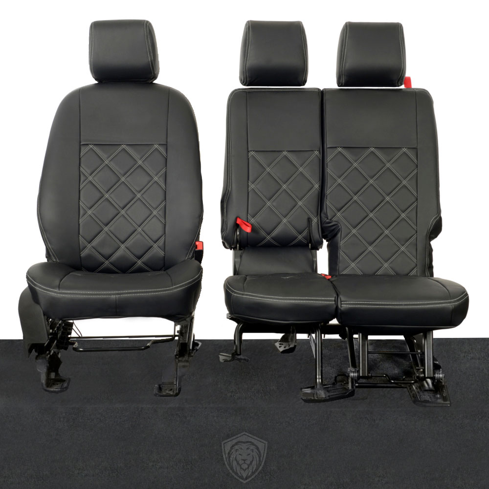 Black premium executive van seat covers for Ford Transit Connect commercial vehicle by Seat Guardian