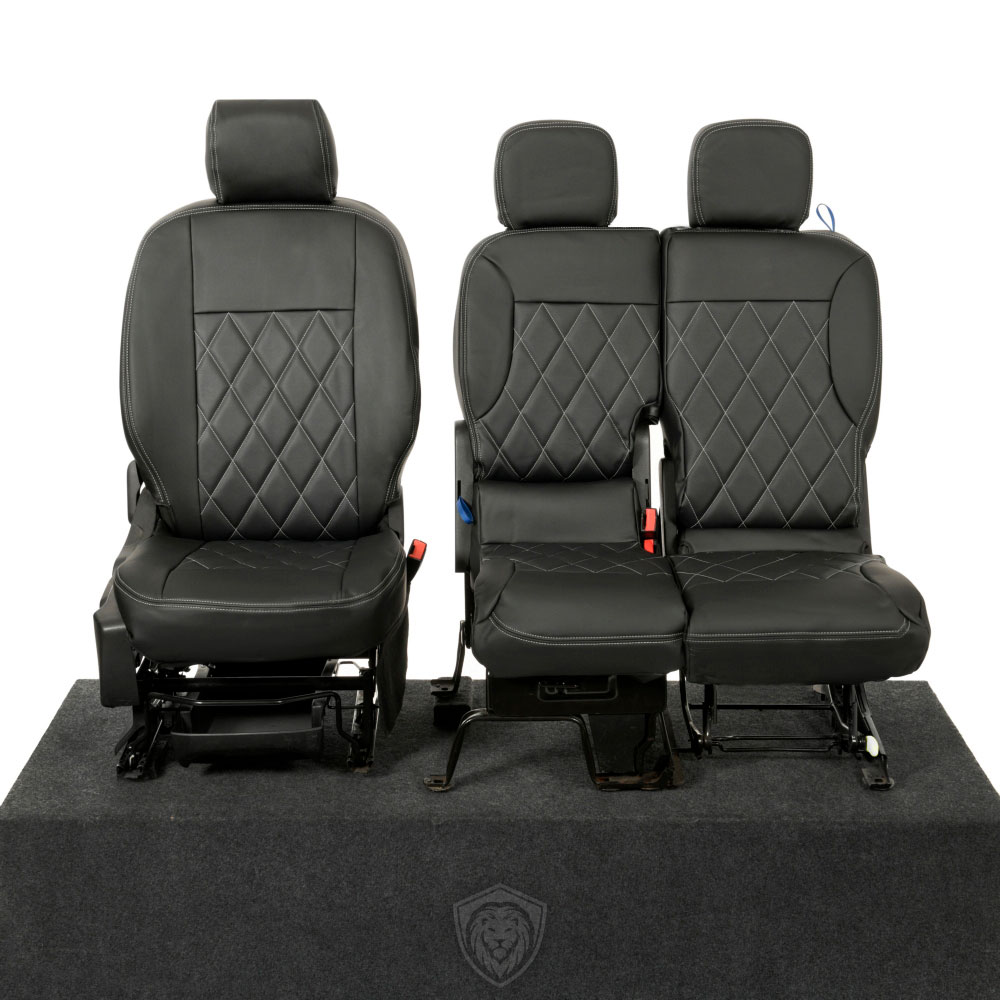 Black premium executive van seat covers for Citroen Berlingo commercial vehicle by Seat Guardian