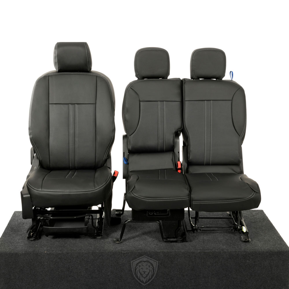 Black premium executive van seat covers for Peugeot Partner commercial vehicle by Seat Guardian