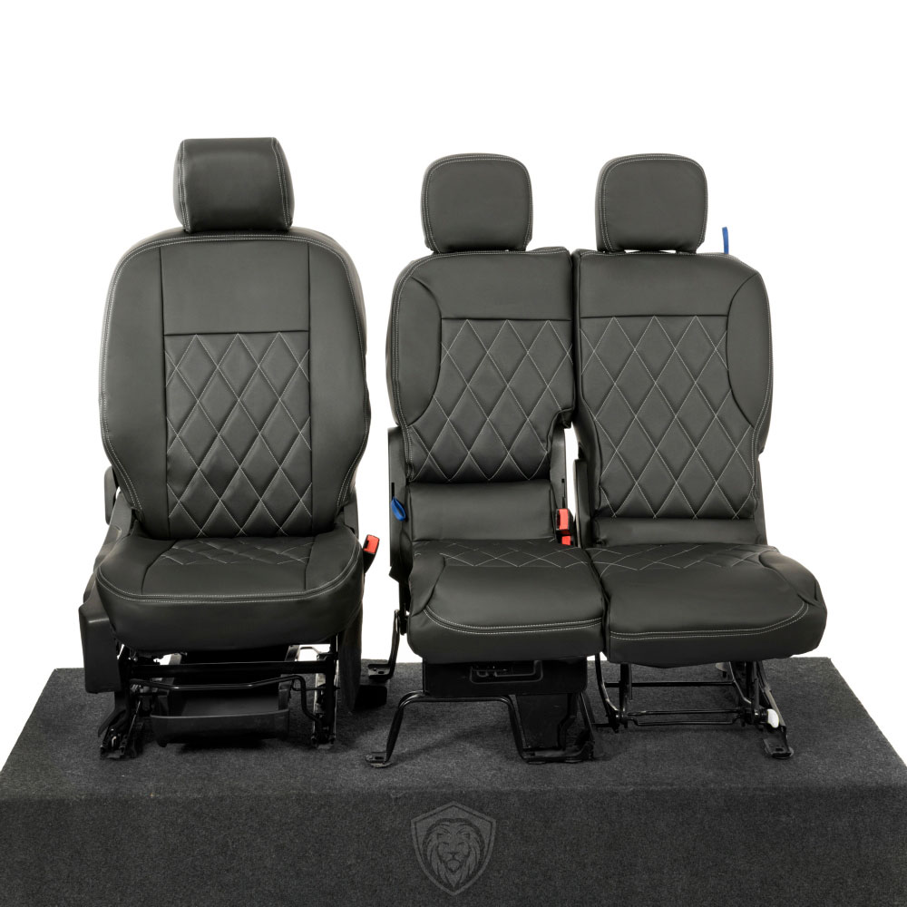 Black premium executive van seat covers for Toyota Proace City commercial vehicle by Seat Guardian
